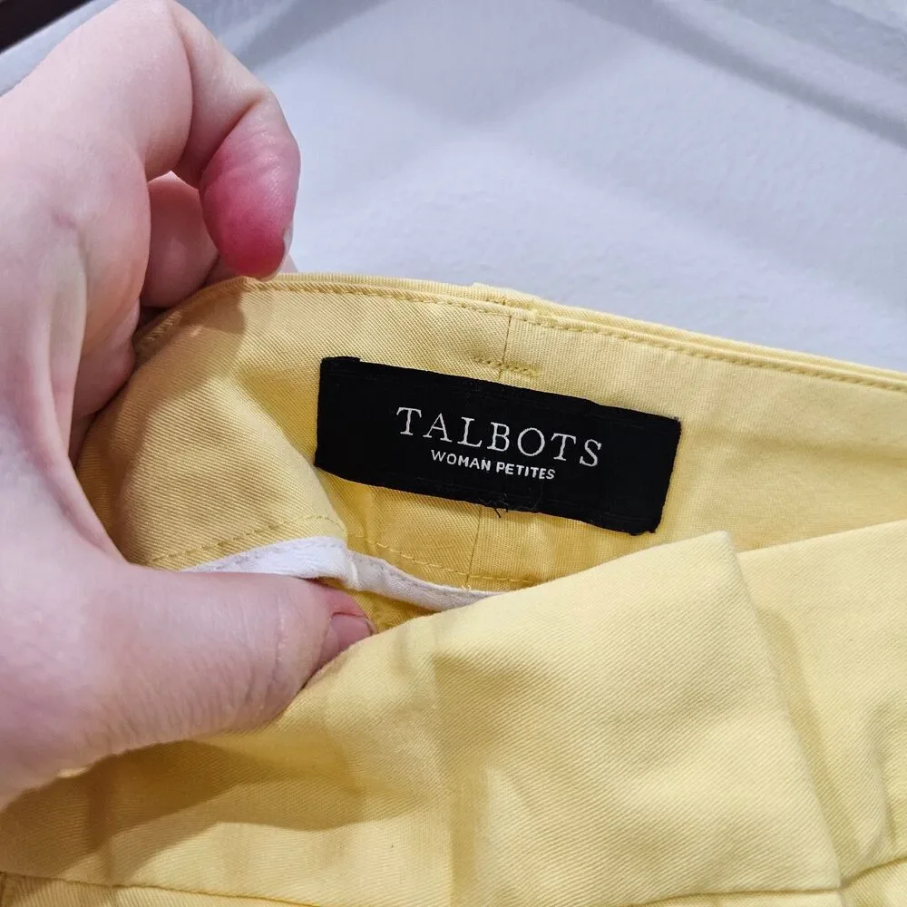 Talbots Womens Bermuda Short Petite 16P Yellow Mid Rise Casual Summer Resort